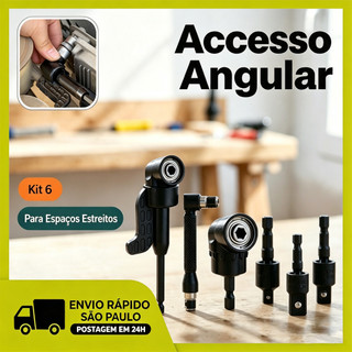 Kit Adaptador Angular 105 Soquete Parafusadeira Furadeira Broca 6 Pecas