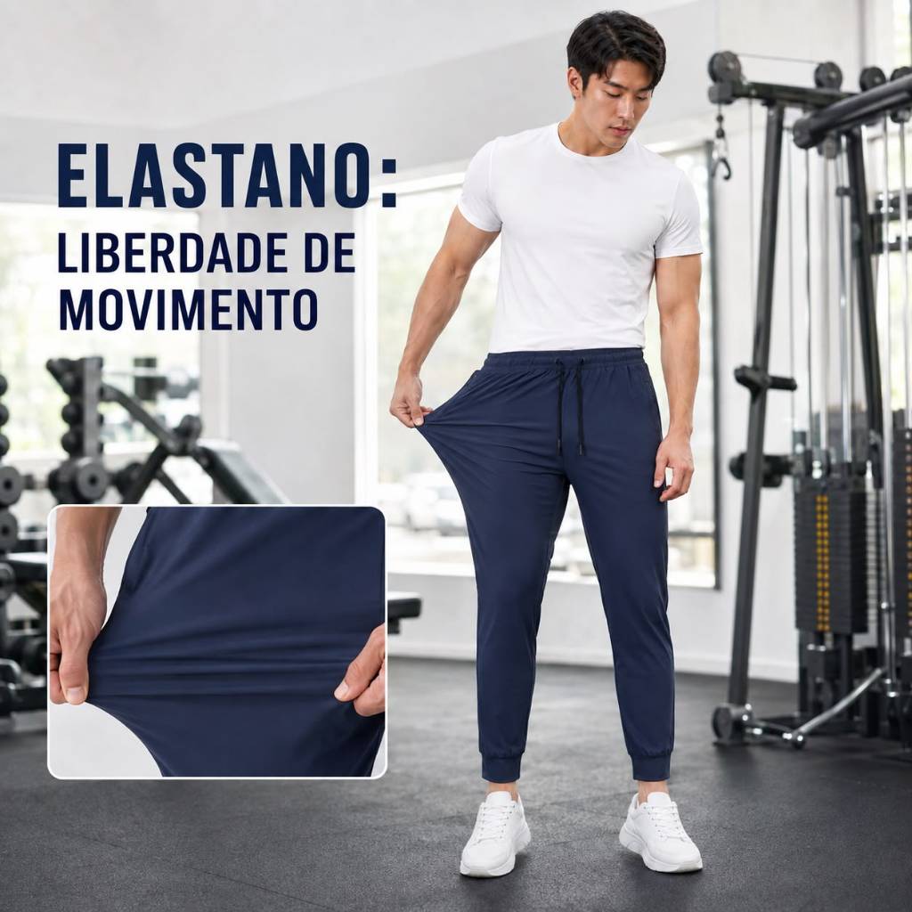 Calça Masculina Poliamida Com Elastano Bolsos Para Academia Esportiva Fitness Slim Fit Jogger Dry Fit Praticar Esportes