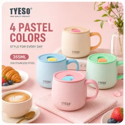 Caneca TYESO Copo Térmico 355ml Revestimento Interno de Cerâmica Tampa de abertura facilitada