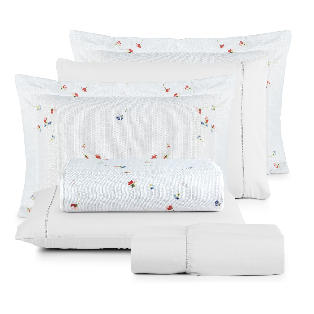 Kit Cobre Leito Luxo + Jogo de Lençol  Poliéster - 6 Peças — Oferta do Dia com Melhor Preço