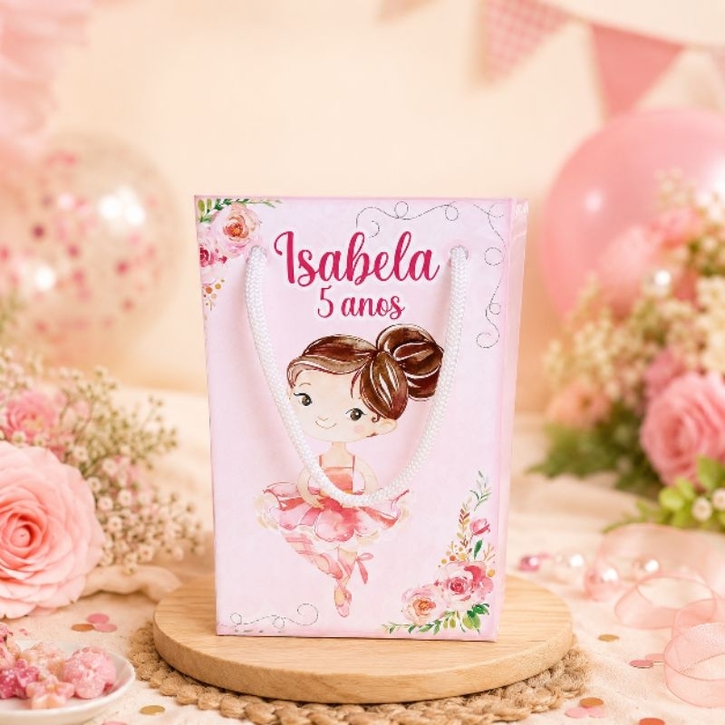 sacolinha personalizada bailarina/ lembrancinhas/ aniversário/ festa infantil