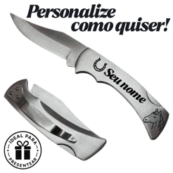 Canivete de Bolso Personalizado com Nome Logo Desenho Gravação a Laser Inox