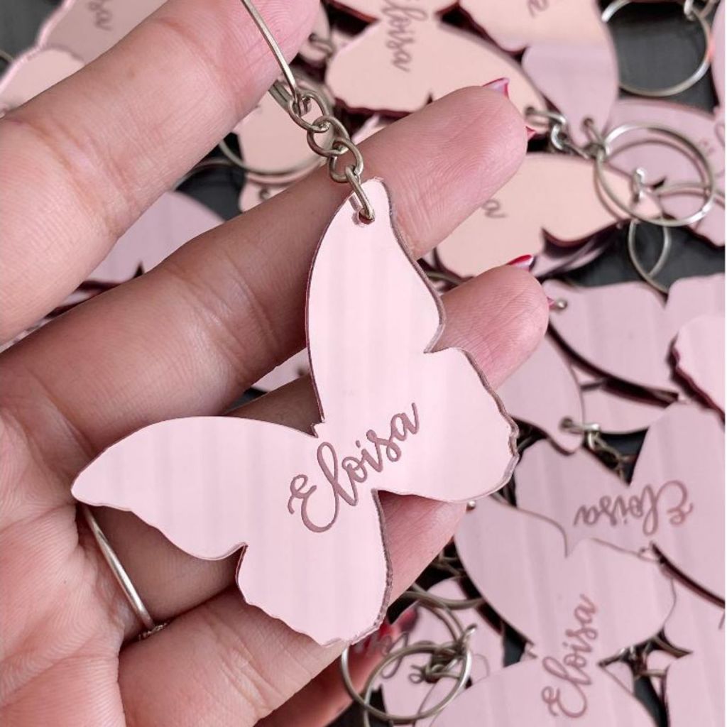 Chaveiro Acrílico Borboleta Personalizado Nome Nascimento Aniversário Lembrancinha