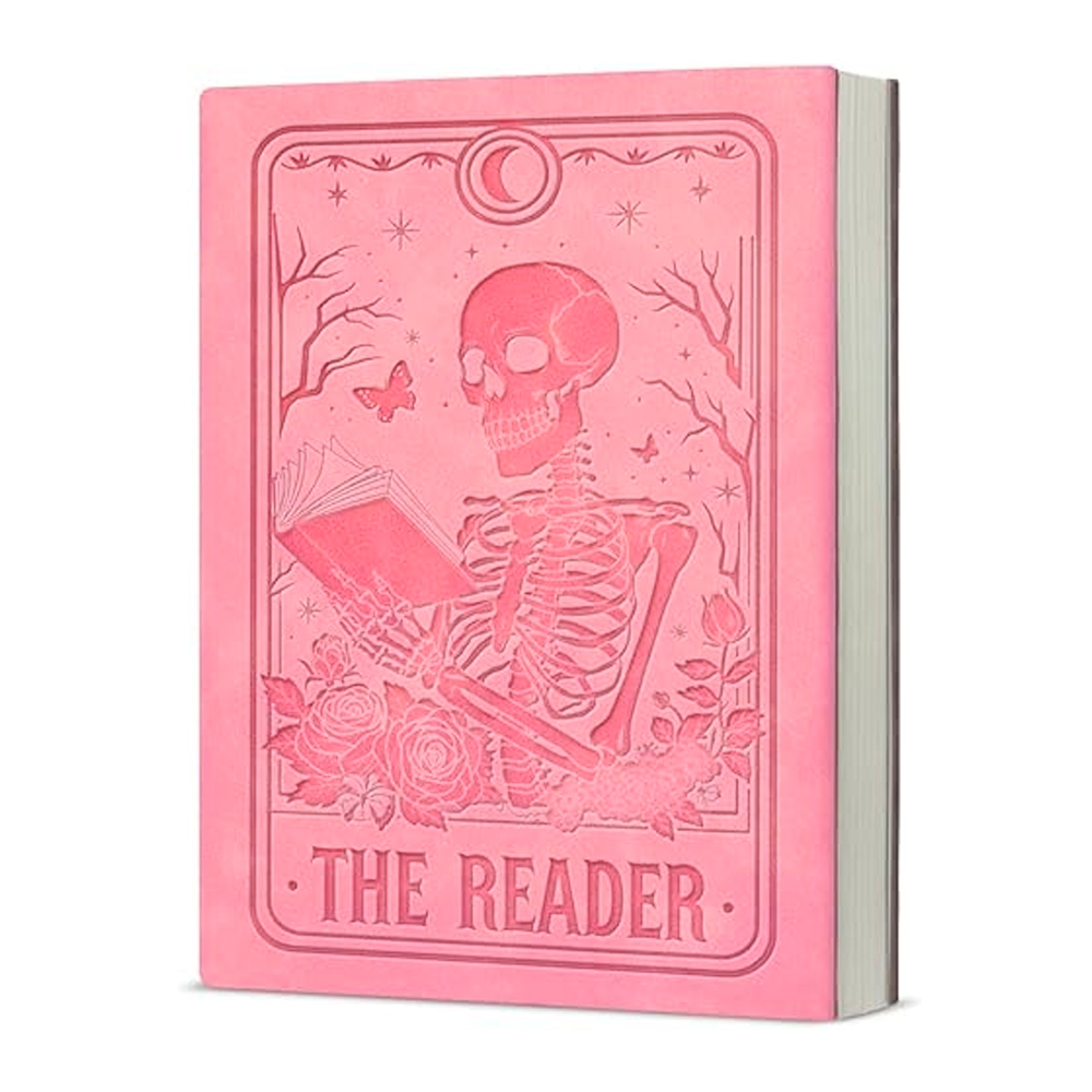 Caderno com Esqueleto Gótico – Diário Estilo Tarot "Overthinker" (Quem Pensa Demais) – Estética Bruxa Rosa