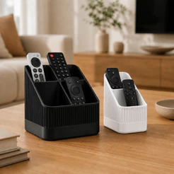 Suporte Organizador Controle Remoto 3D em PLA Japandi Porta Controles para Sala Rack TV 2 ou 4 Compartimentos