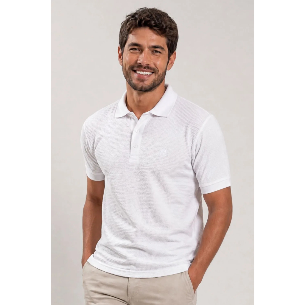 Polo Piquet Texturizada Premium Polo Wear Branco