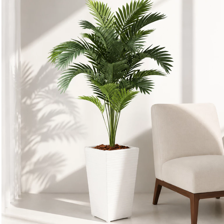 Palmeira Artificial Grande 1,15m com Vaso Decorativo – Planta Artificial Realista para Sala e Escritório