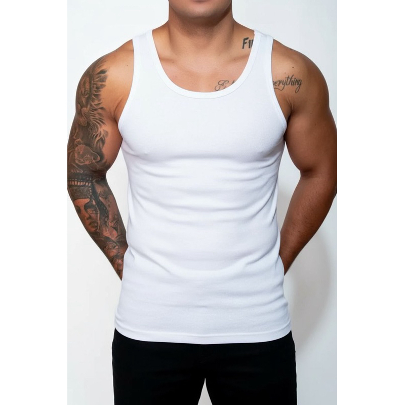 Regata Masculina Ribana Branca Premium Masculina | Réveillon 2026 | Básica, Casual e Tendência Verão