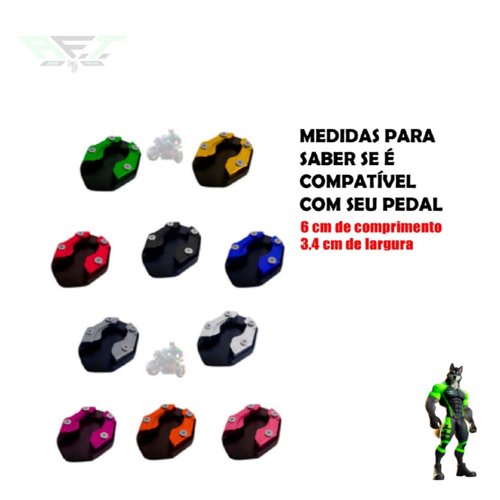 PROTETOR ESPORTIVO DESCANSO LATERAL PARA MOTO - ANTI-DERRAPANTE EXTENSOR DE PÉS