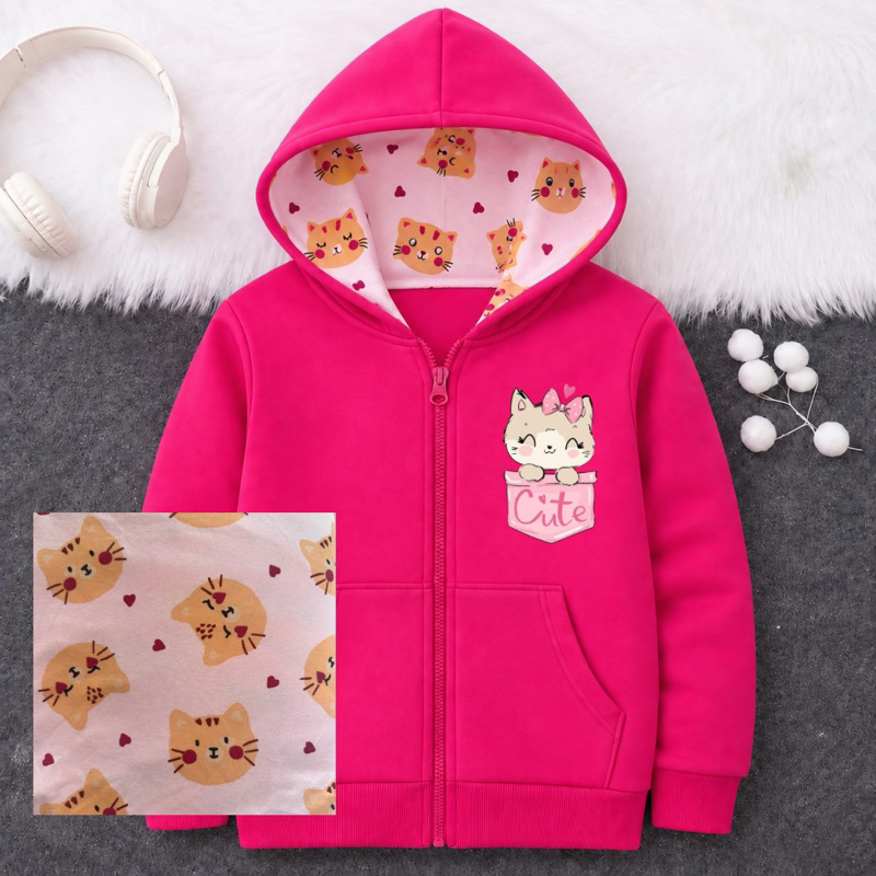 Moletom Infantil com Zíper Menino e Menina Blusa de Frio Infantil Flanelado com Capuz Roupa Infantil