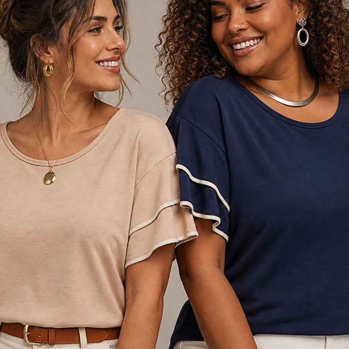 Blusa manga sino essencial, minimalista em tecido elástico super elegante básico e cores tendência primavera verão 2026