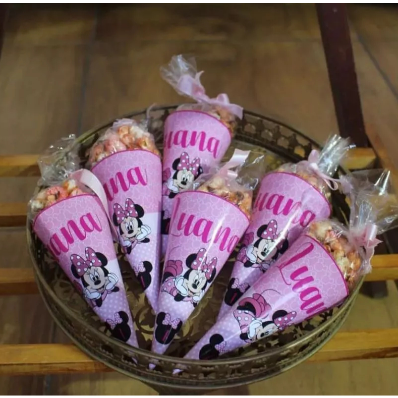 10 CONE PERSONALIZADO COM NOME DIVERSOS TEMAS + 20 APLIQUES PARA TUBETE DE BRINDE
