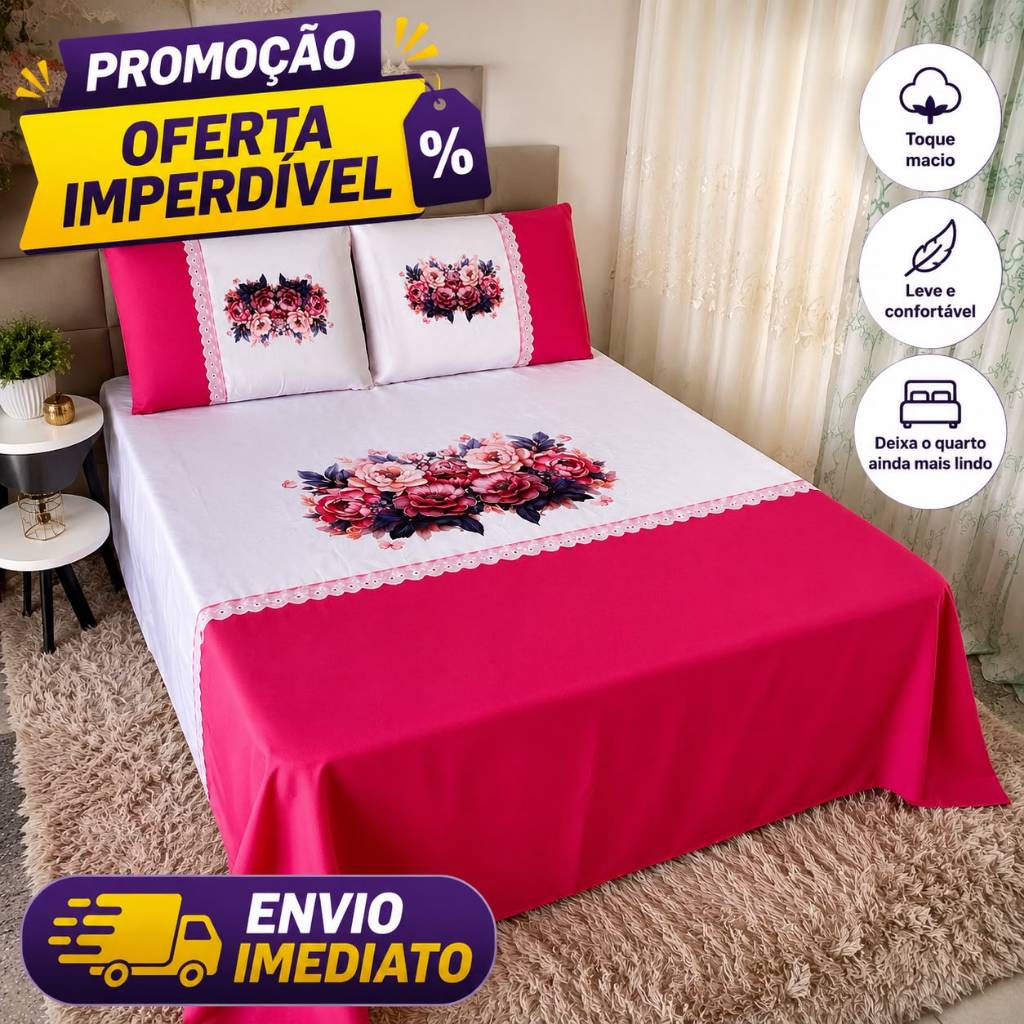 COLCHA CASAL SEM BABADO 2,00 X 2,20 COM FRONHAS