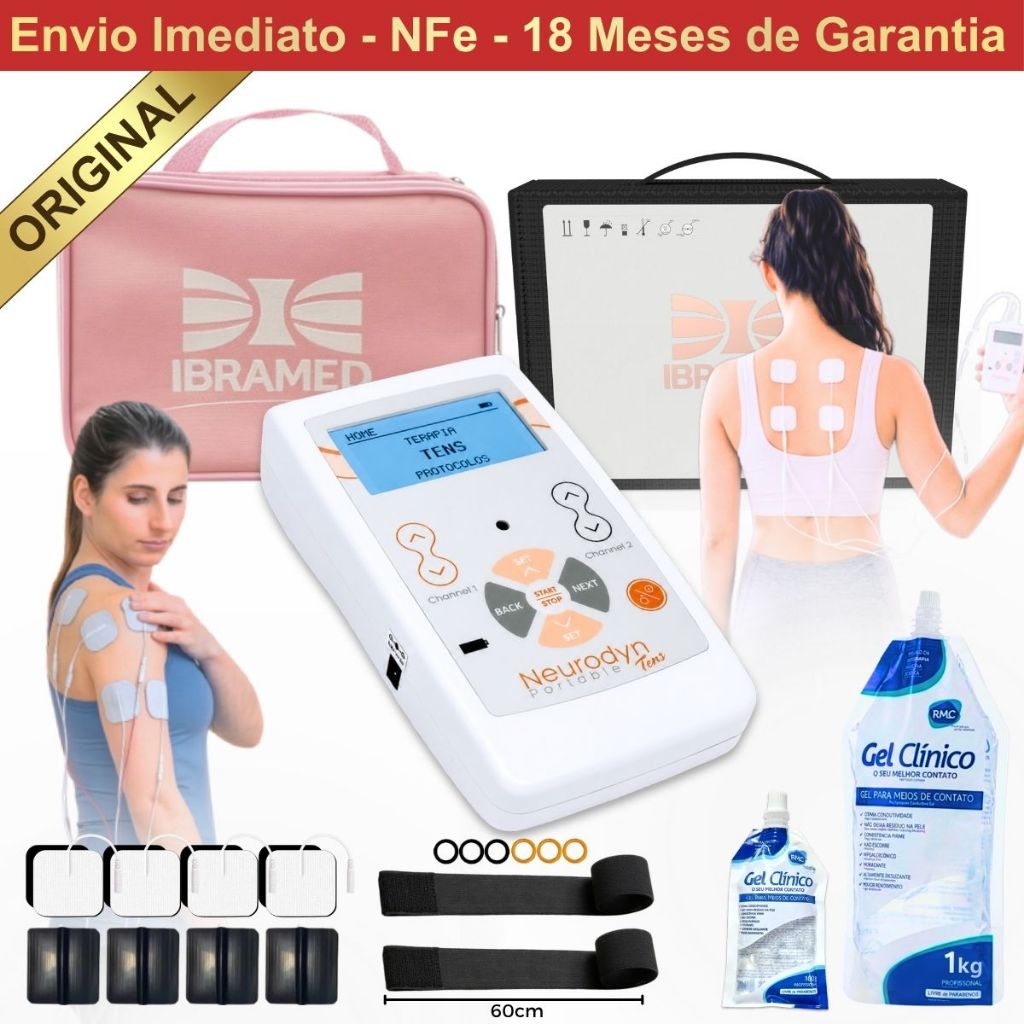 Neurodyn Portátil TENS Burst com Bolsa e Gel 1kg - Eletroestimulador para Fisioterapia