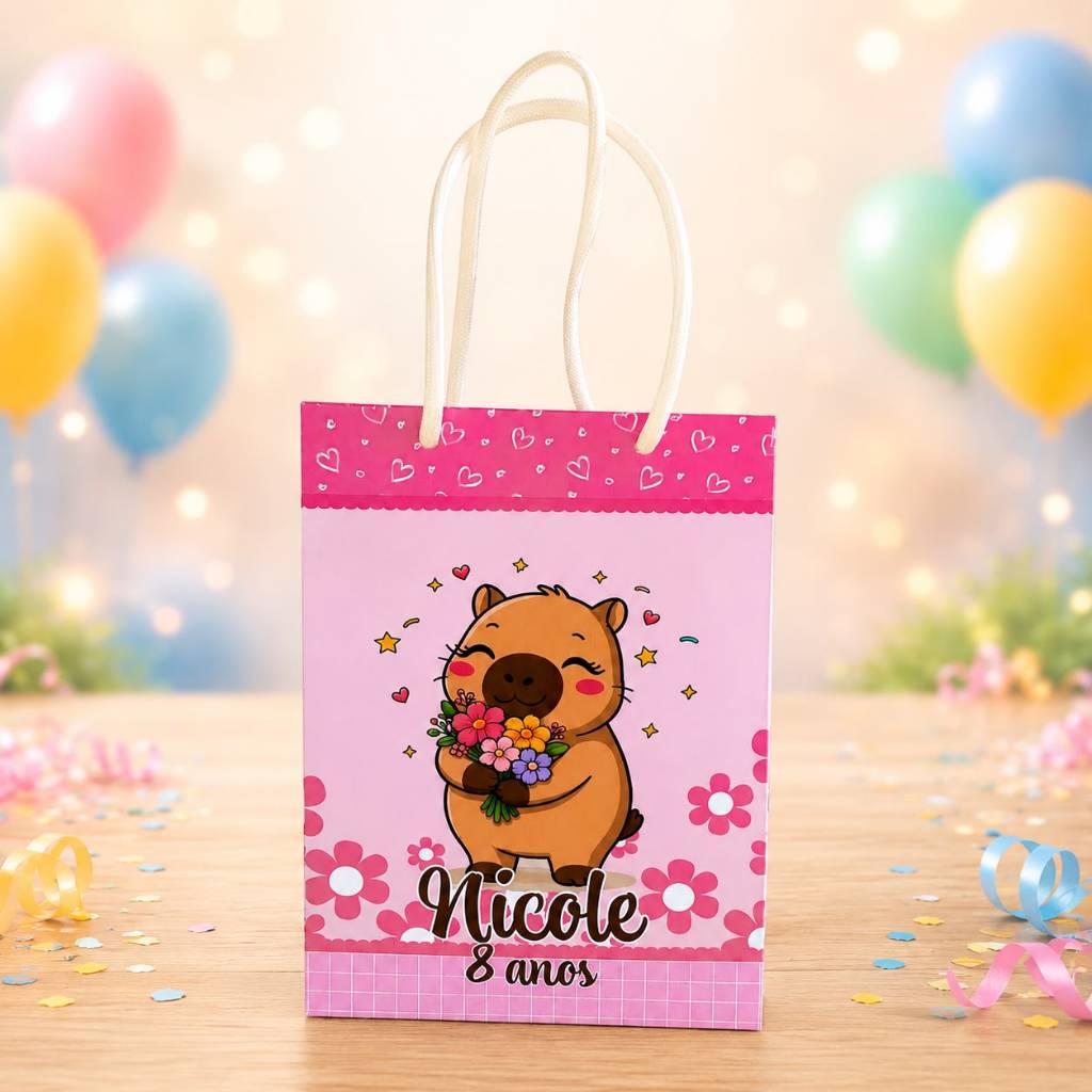 Sacolinha Capivara Personalizada /Lembrancinha de Festa /Aniversário