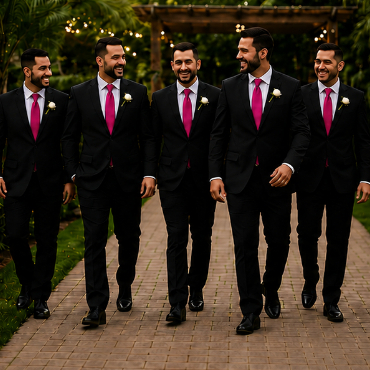 Kit 04 a 20 Gravatas rosa fúcsia Slim Para Padrinhos e Casamento — imagem 2 de 2