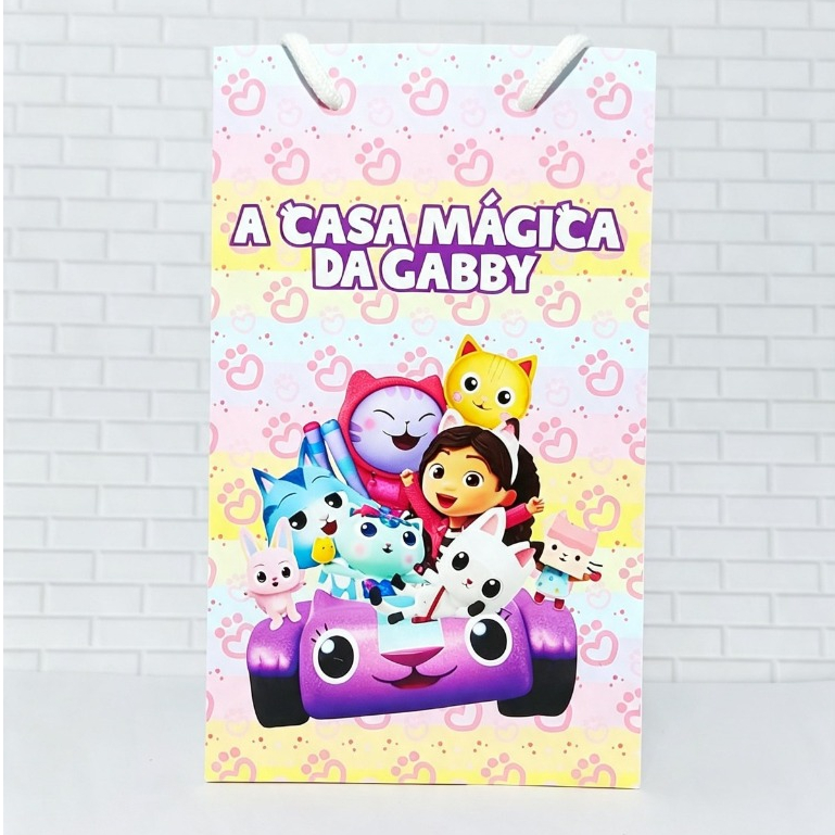 Casa Magica da Gabby - Kit Mini Sacolinha Personalizada PEGUE e MONTE/Sacola/Aniversario/Lembrancinha/Festa