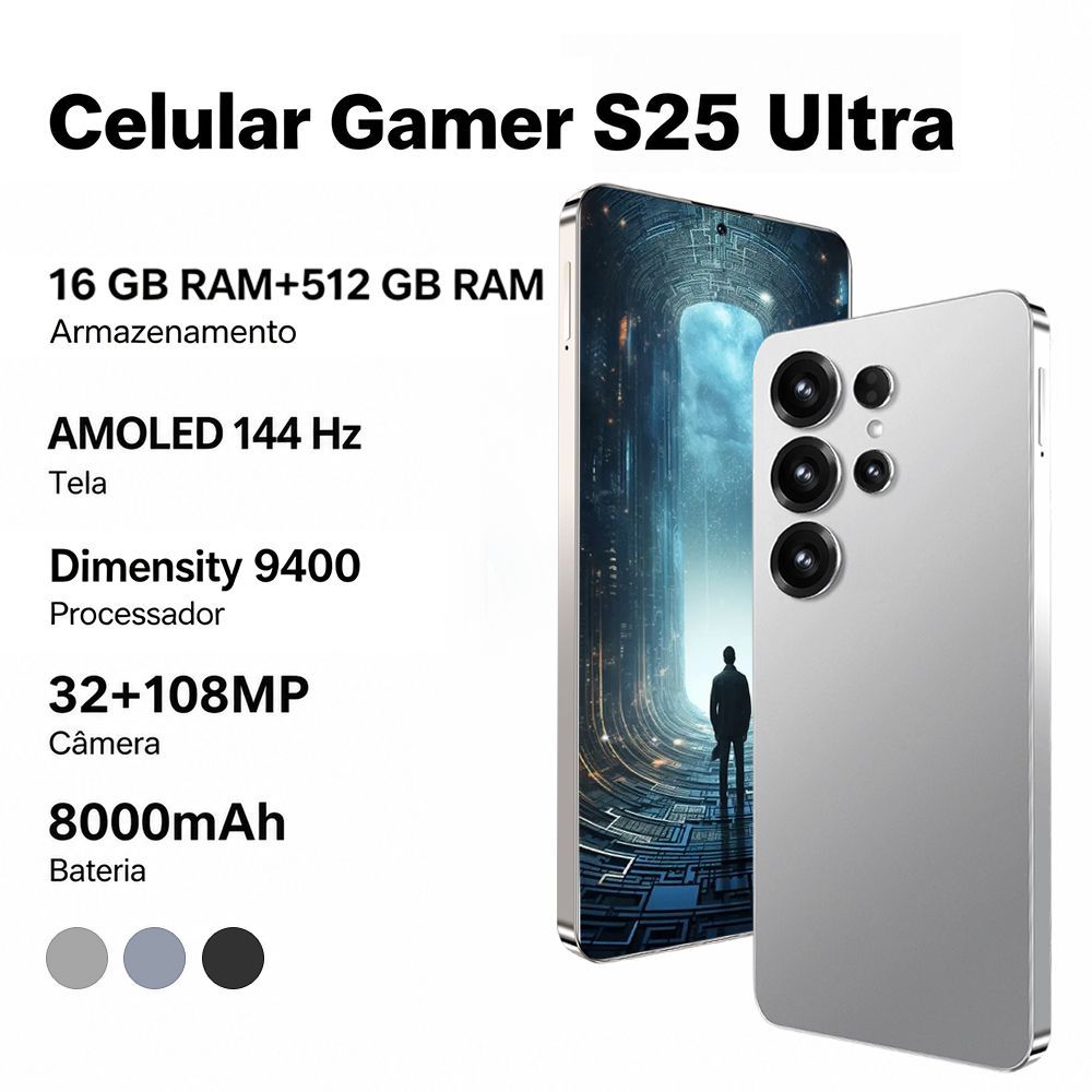 Celular Galaxy Smartphone Bobarry S25 Ultra -6,78" 16GB+512GB Android 15 8000mAh
