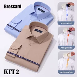 Camisa Social Masculina Manga Longa Slim, Não Amassa, Respirável e Impermeável, Ideal para Trabalho