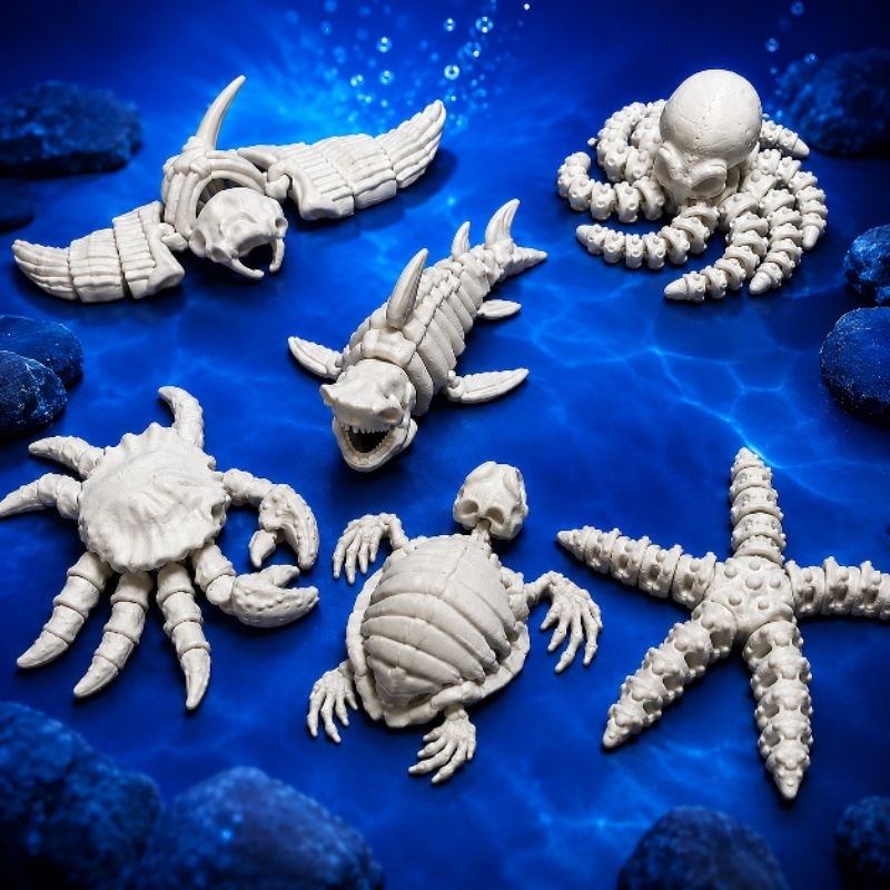 Miniatura Esqueleto Articulado Tubarão Polvo Arraia Tartaruga Caranguejo Estrela Mar Fidget Colecionável Ocean natal