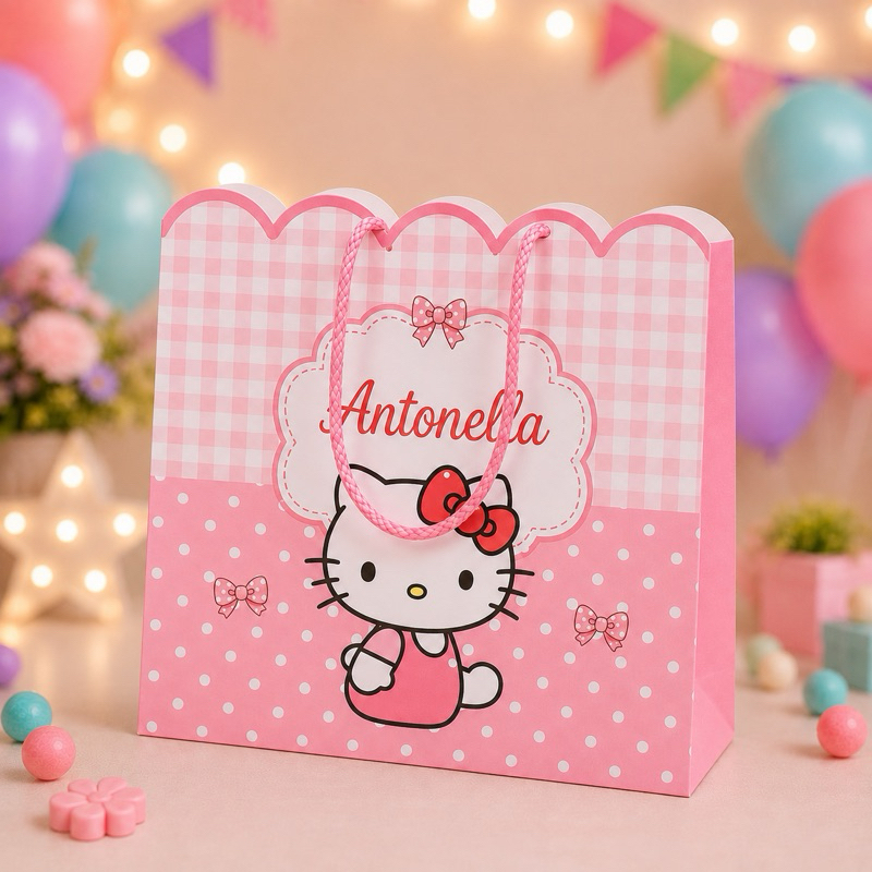 Sacolinha Personalizada Hello Kitty Lembrancinha | Aniversário | Mesversario