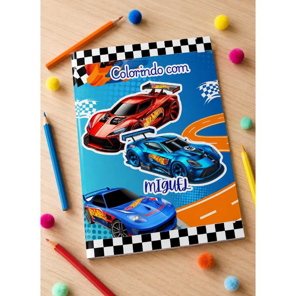 Livro de Colorir Revistinha Personalizado Hotwheels  Infantil  Festa Lembrancinha Aniversario todos os temas