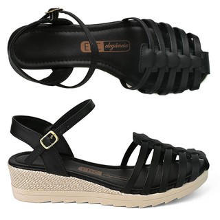 Sandália Feminino Anabela Flatform Gladiadora Fechada Salto Alto Artesanal Confortável AB1.01
