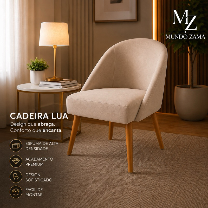 Cadeira Lua Mesa Cozinha Sala de Jantar Veludo Produto Premium