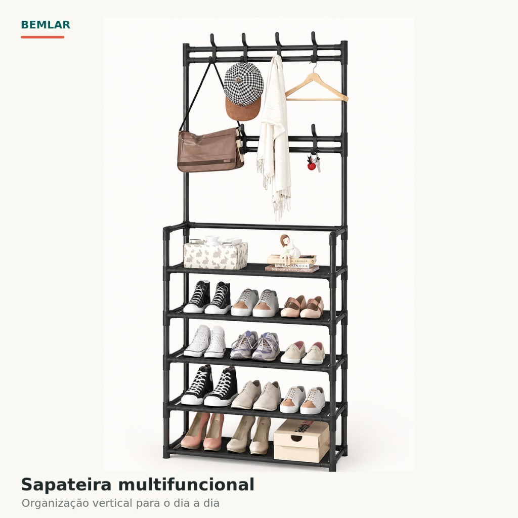 Sapateira e Arara de Roupas 5 Andares – Organizador Multiuso para Casa