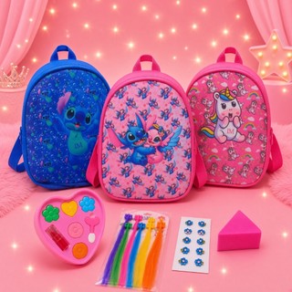 Kit de Maquiagem Infantil com Mochila Paleta Acessórios e Mechas Básico