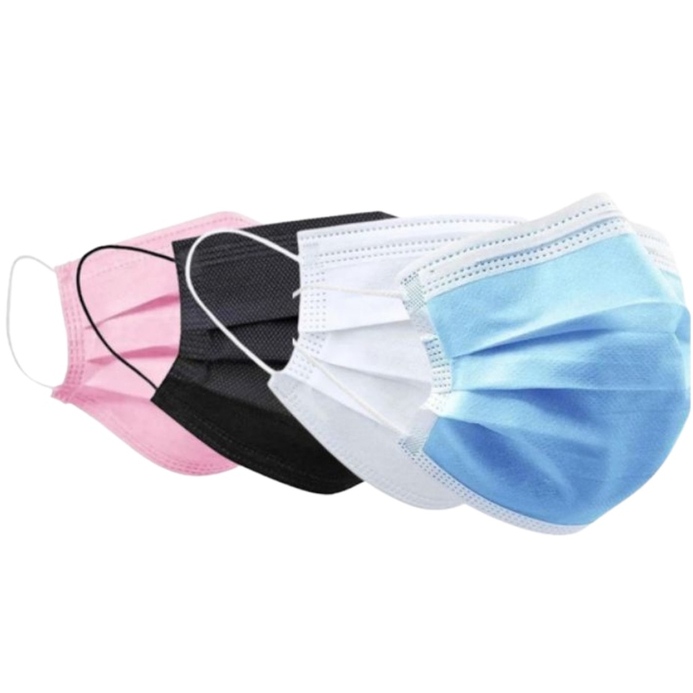 Máscaras Tripla Camada C/50 Adulto Azul, Preta, Branco, Rosa