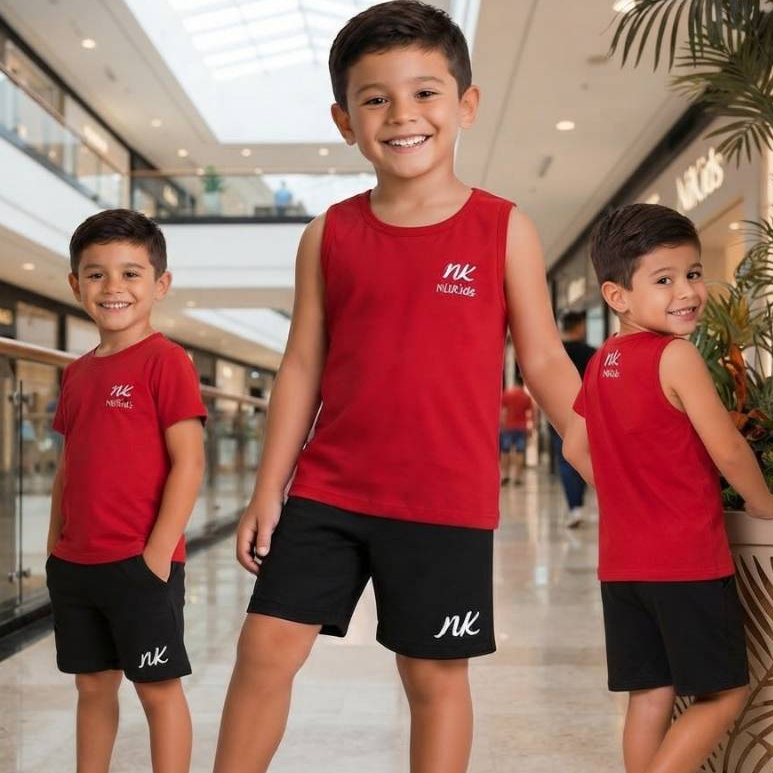 Conjunto Infantil Masculino 2 Peças | Regata + Bermuda | Menino estiloso mauricinho