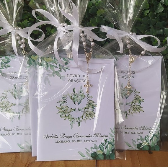 Livrinho de Orações Personalizado com Terço | Lembrancinha Batizado, Comunhão e Maternidade