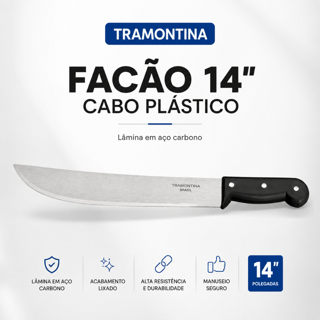 Facão Tramontina 14 Polegadas Aço Carbono Cabo Plástico Para Mato Jardim Roça