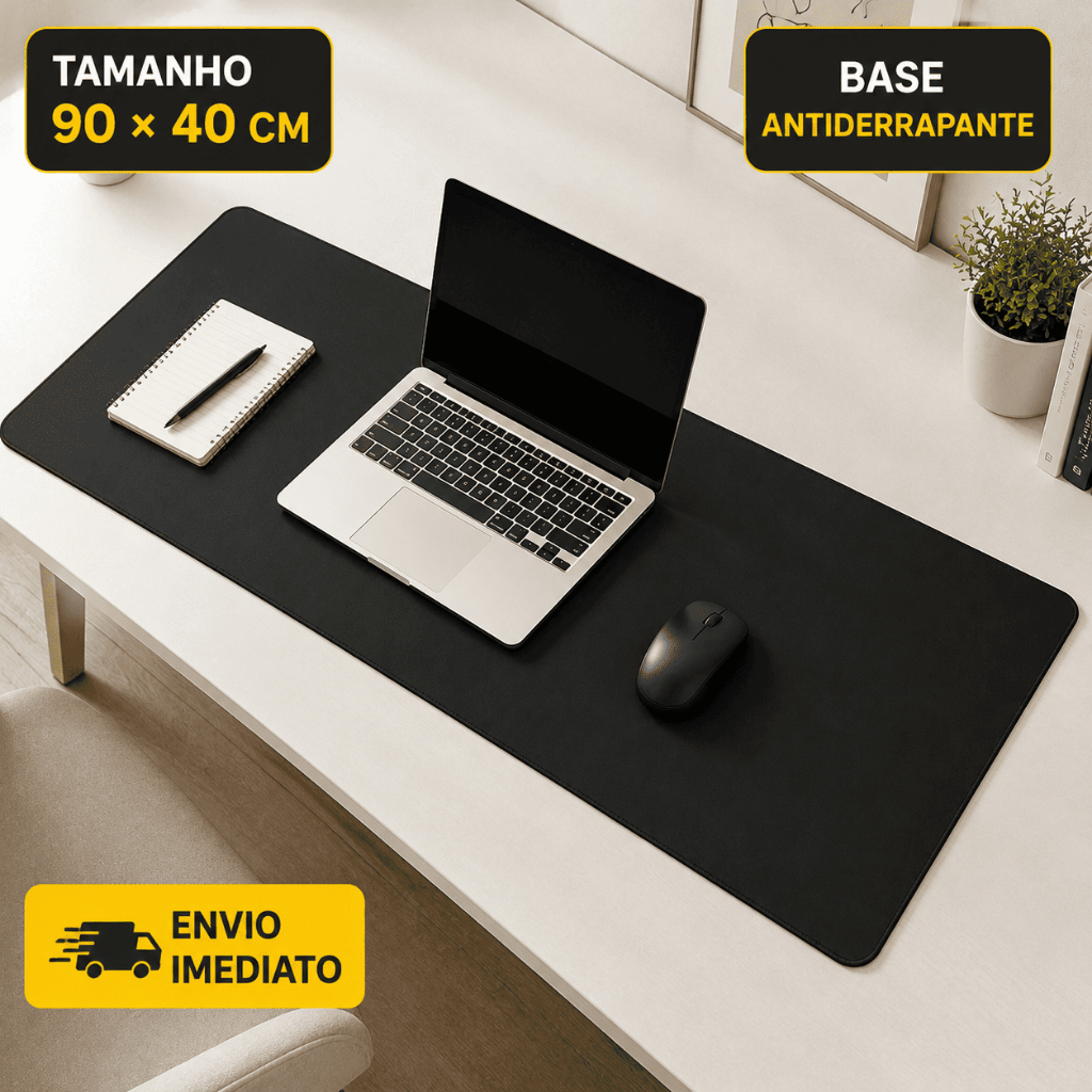 Mousepad Gamer Extra Grande 90x40 Preto Superfície Lisa para Jogos Speed