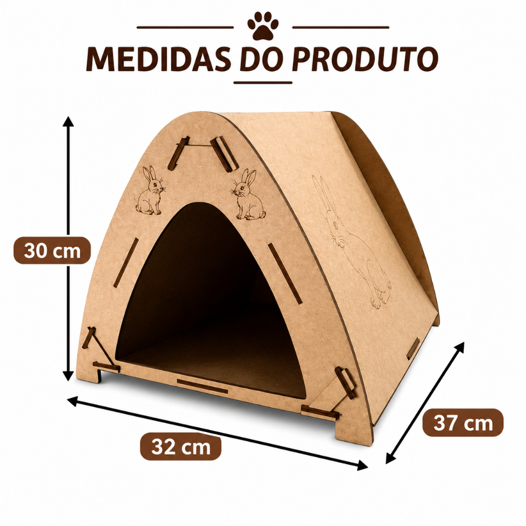 Casinha Coelho Toca Roedores MDF Abrigo Casa Pet