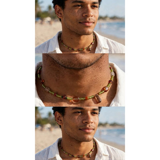colar verde, colar miçanga verde, choker verde, colar boho verde, colar artesanal verde, colar natureza, colar terracota