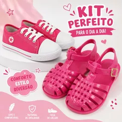 Kit Tênis Infantil Menina Stars e Sandália Jelly Aranha Antiderrapante