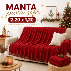 Manta de Natal para Sofá 2,20x1,20 Decorativa Manta Natalina para Sala