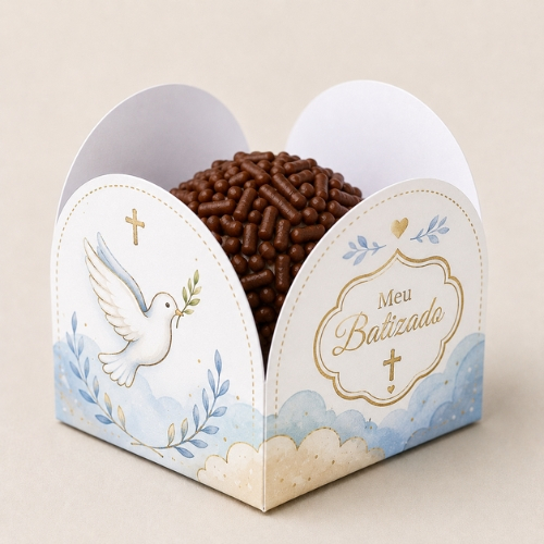 Forminha Meu Batizado para Doces e Brigadeiro | Festa Infantil Batizado | Kit 50 100 150 200 Unidades