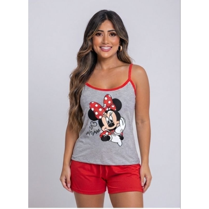 Pijama Baby Doll adulto alcinha conjunto feminino adulto alca personagens