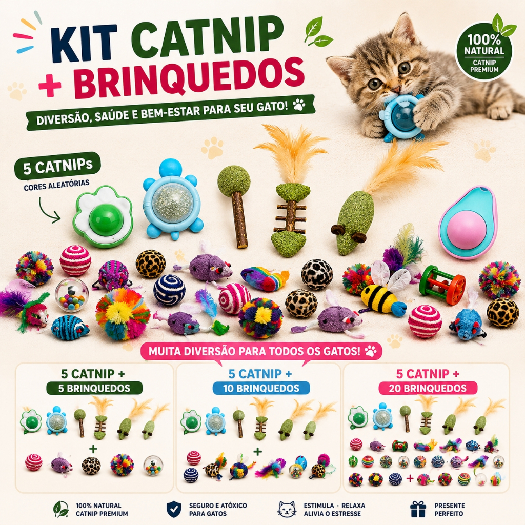 Kit 8-25 Brinquedos para Gatos Catnip Bolinhas e Brinquedos Sortidos — imagem 2 de 2