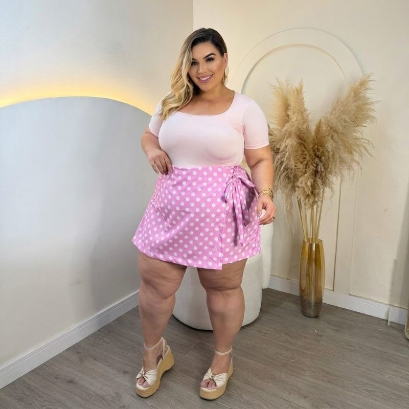 Short Saia Plus Size Saia Com Short Por Baixo