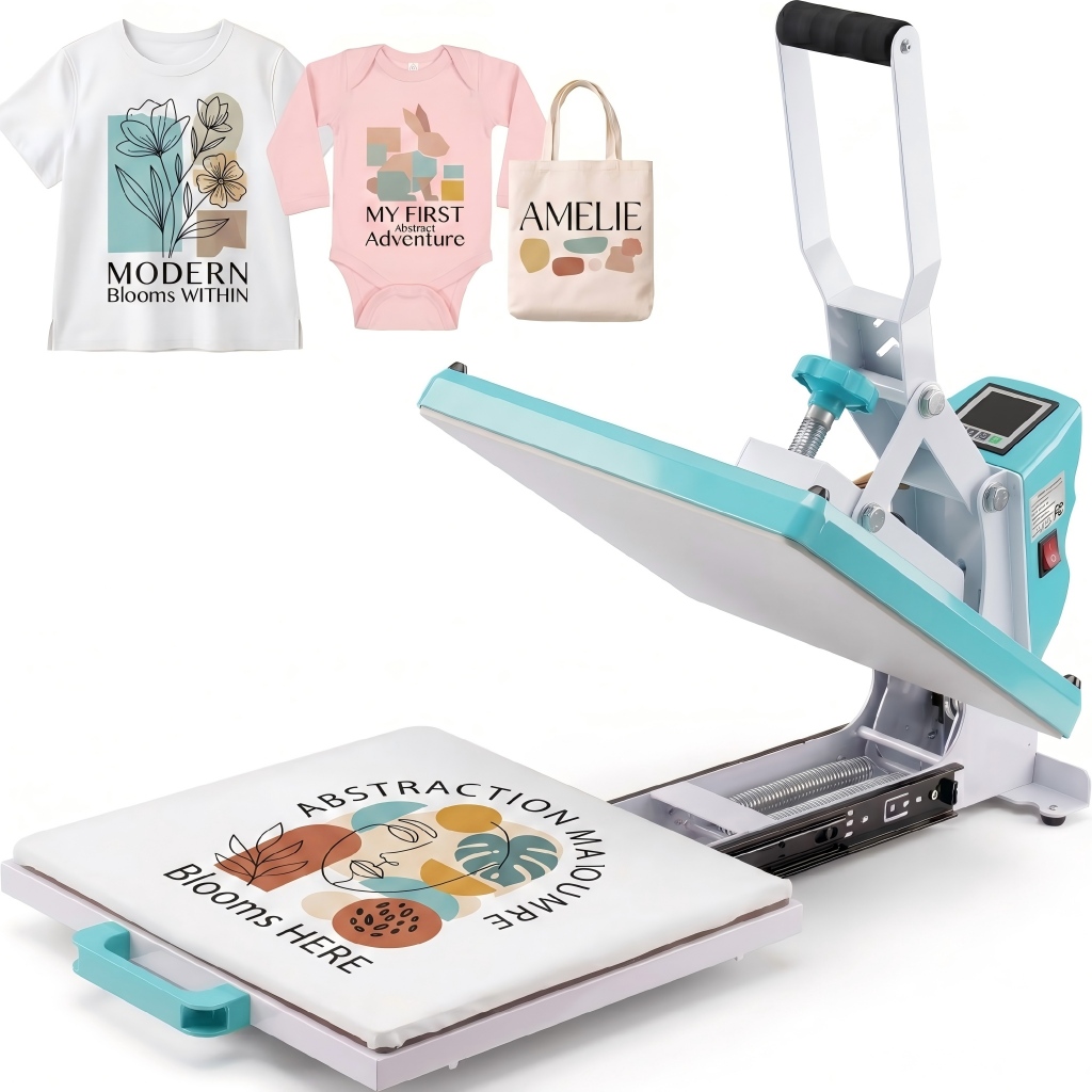Prensa Térmica 38x38cm Mecolour com Trilho Deslizante para Sublimação, DTF e Estampar Camisetas