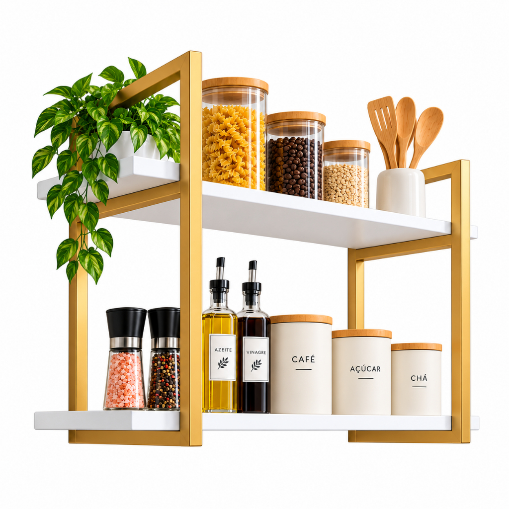 Prateleira Industrial 2 Níveis 60cm | Estante Suspensa MDF Decorativa para Sala, Quarto e Cozinha