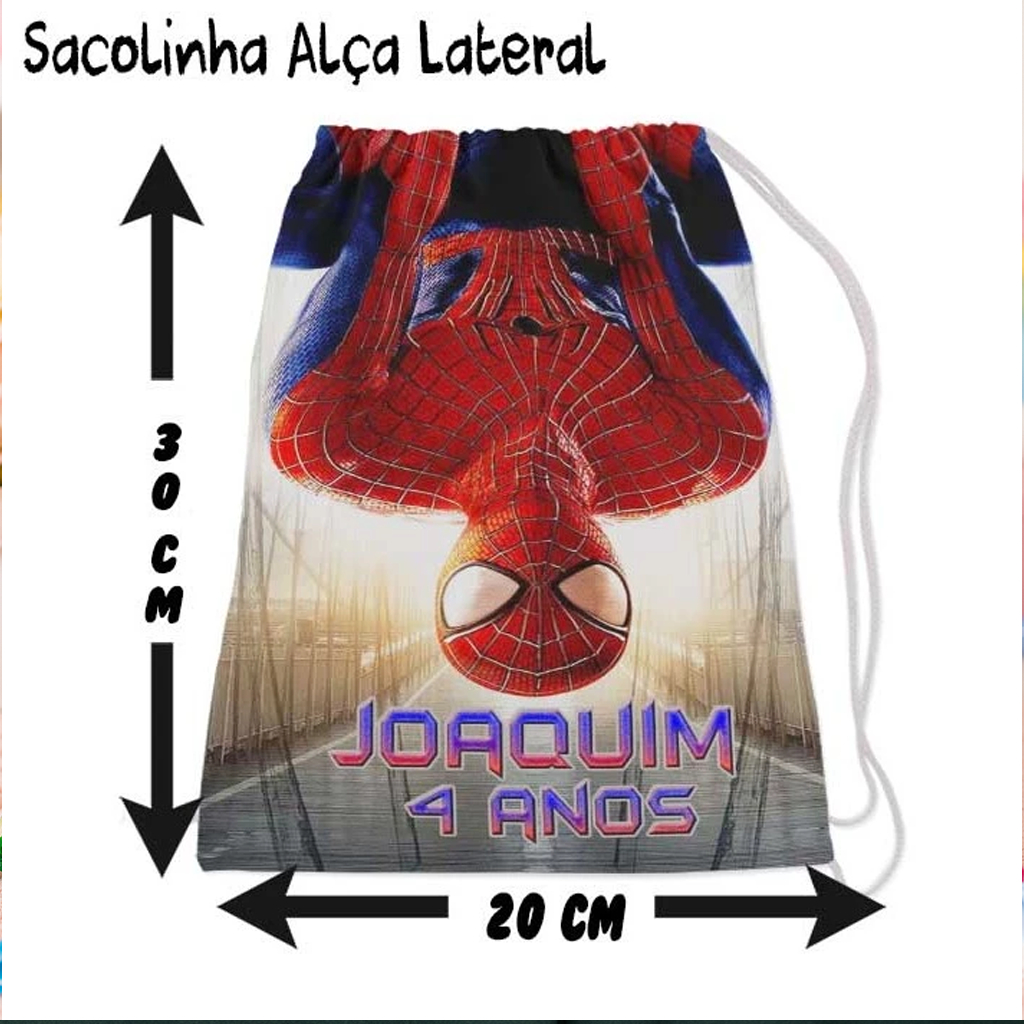 Kit Mochilinha Sacolinha Saco Sacochila Saquinho Aniversario Personalizadas Homem Aranha