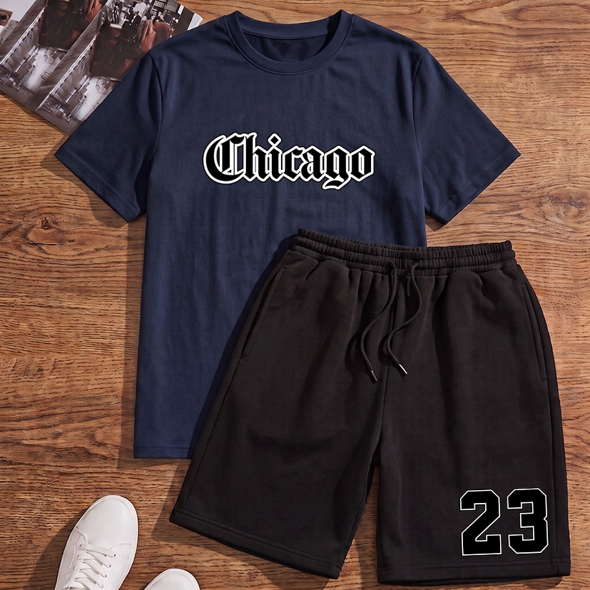 Kit masculino camiseta e bermuda Chicago 23 conjunto lançamento
