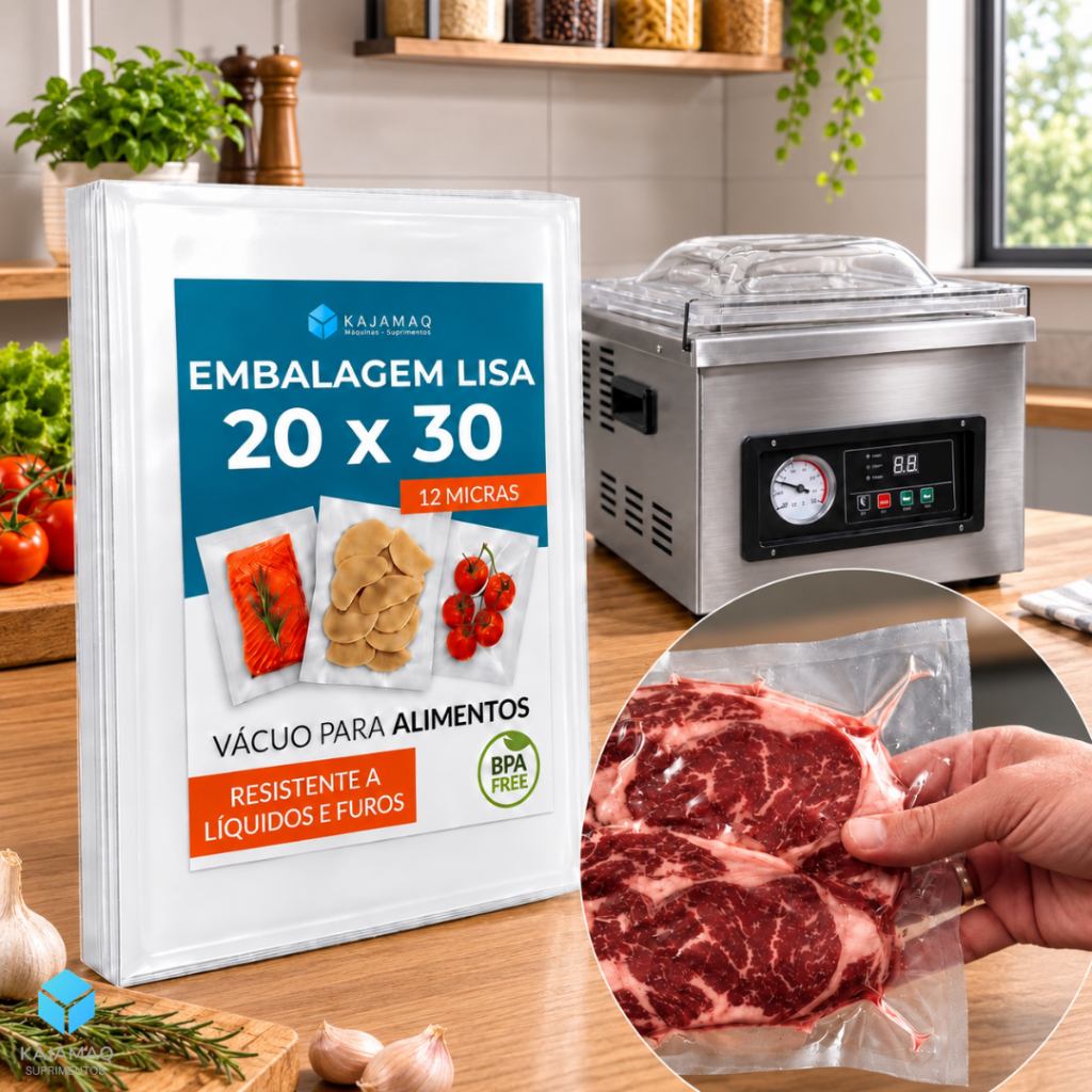Kit De Embalagens Saco Plastico a Vacuo Lisa 20x30 Para Uso Domestico e Profissional Veda Alimentos 300 Unidades