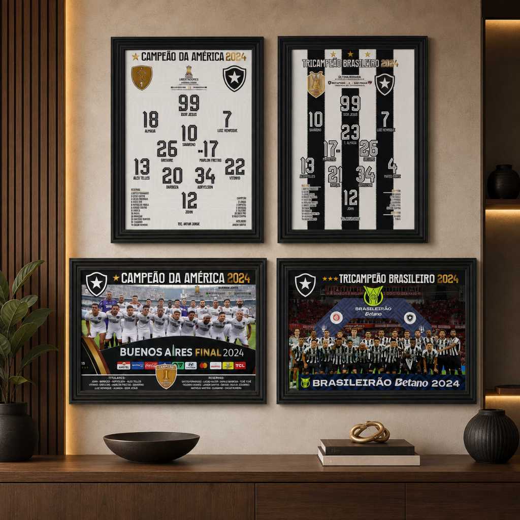 QUADRO PLCA DECORAÇÃO BOTAFOGO CAMPEÃO LIBERTADORES.