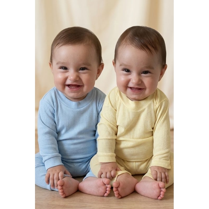 Conjunto Calça e Blusa Bebê Criança 1 a 4 anos Pijama Canelada Algodão Macia e Elástica
